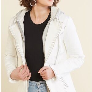 EUC Jamison Women's White Jacket with Gray Hooded Dickey - Small